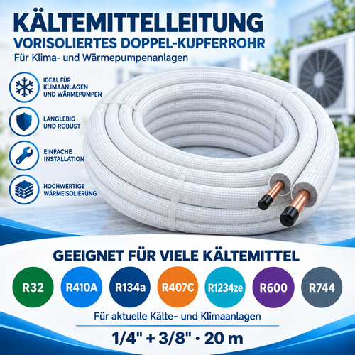 Tubo refrigerante 20m - , 1/4"